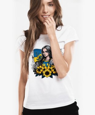 Жіноча футболка Українка із соняшниками