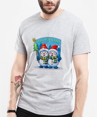 Чоловіча футболка Новорічний сніговик Slava Ukraini