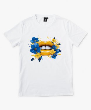 Чоловіча футболка Жовто Блакитні Губи квіти