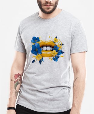 Чоловіча футболка Жовто Блакитні Губи квіти