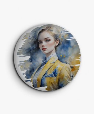 Значок Портрет дівчини в синьо-жовтому