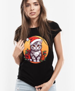Жіноча футболка Різдвяний Кіт