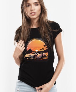 Жіноча футболка Ламборджині на заході сонця