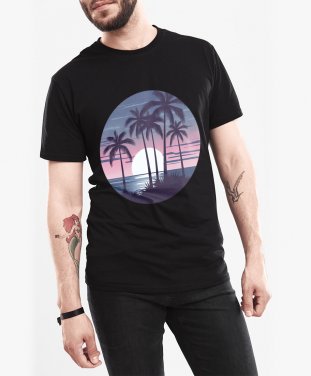 Чоловіча футболка Пальмовий пляж - На заході сонця