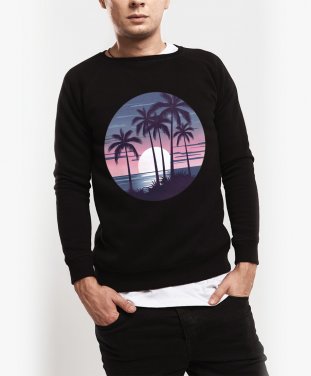 Чоловічий світшот Пальмовий пляж - На заході сонця