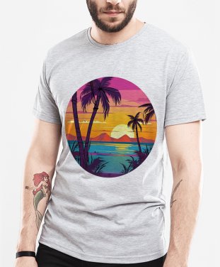 Чоловіча футболка Пальмовий пляж - Яскравий світанок