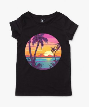 Жіноча футболка Пальмовий пляж - Яскравий світанок