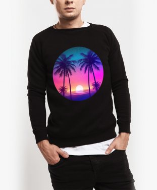 Чоловічий світшот Пальмовий пляж - Неоновий світанок