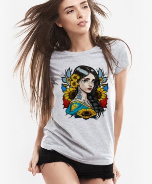 Жіноча футболка Чарівна Українська дівчина з квітами