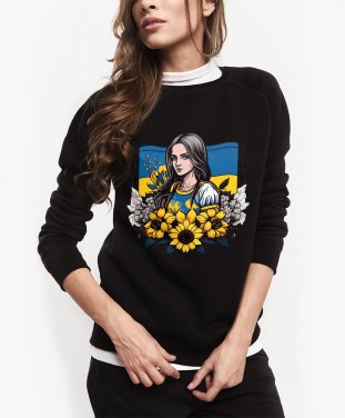 Жіночий світшот Українка із соняшниками
