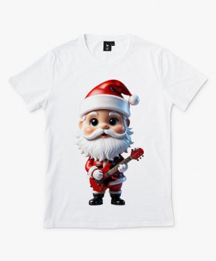 Чоловіча футболка Милий Санта Клаус з гітарою