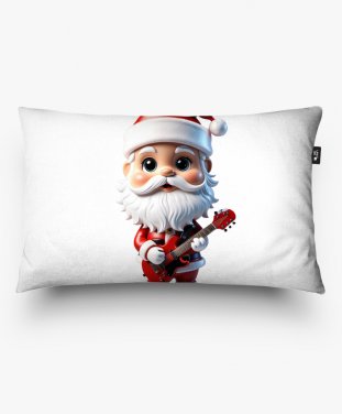 Подушка прямокутна Милий Санта Клаус з гітарою