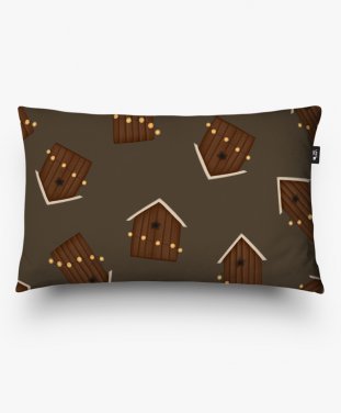 Подушка прямокутна Будиночки (темний шоколад)