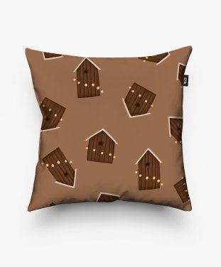 Подушка квадратна Будиночки (шоколад)