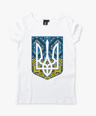 Жіноча футболка Герб України Тризуб з орнаментом