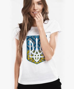 Жіноча футболка Герб України Тризуб з орнаментом