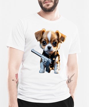 Чоловіча футболка Миле цуценя з пістолетом на нашийнику