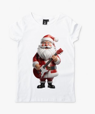 Жіноча футболка Веселий Санта з електрогітарою