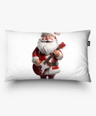 Подушка прямокутна Веселий Санта з електрогітарою