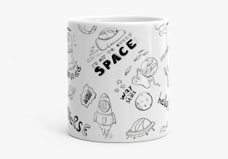 Чашка патерн кролики в космосі