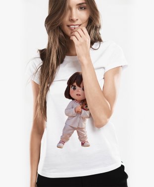Жіноча футболка Мила дівчинка з ведмедиком на руках