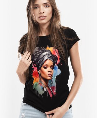 Жіноча футболка Портрет співачка Rihanna