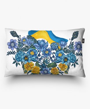Подушка прямокутна "Синьо-жовті відтінки серед квітів"