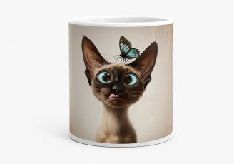 Чашка Орієнтальна Сіамська Кішка з Метеликом
