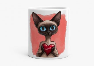 Чашка Орієнтальний Кіт з Серцем Love