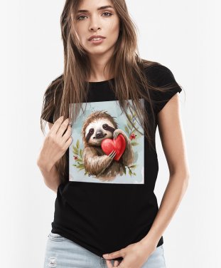 Жіноча футболка Лінивець Коханий з серцем