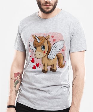 Чоловіча футболка Кінь з Крилами Кохання. Пегас з Серцями 