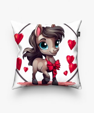Подушка квадратна Кінь Поні з Серцем Love Horse