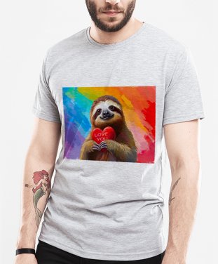 Чоловіча футболка Лінивець з Серцем. LGBT