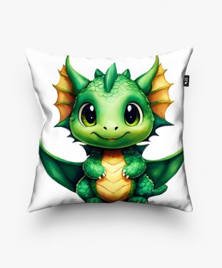 Подушка квадратна Зелений  аніме дракоша