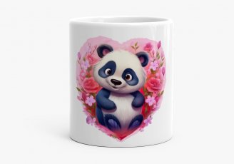 Чашка Панда з Серцем та Рожевим Квітами