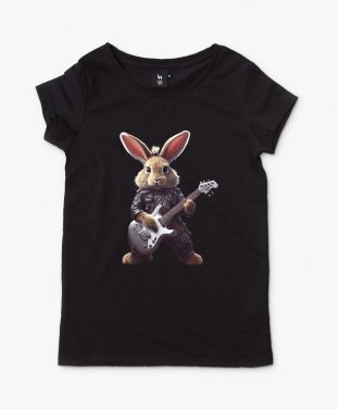 Жіноча футболка Симпатичний рок-музикант-зайчик.