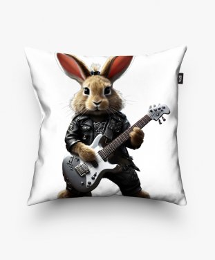 Подушка квадратна Симпатичний рок-музикант-зайчик.