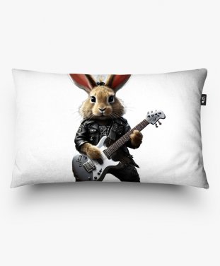 Подушка прямокутна Симпатичний рок-музикант-зайчик.