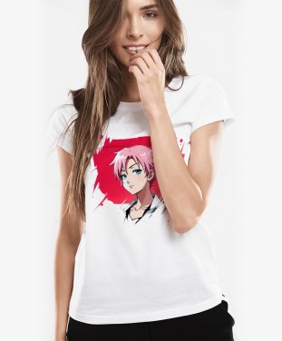 Жіноча футболка Дівчина з рожевим волоссям
