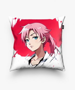 Подушка квадратна Дівчина з рожевим волоссям