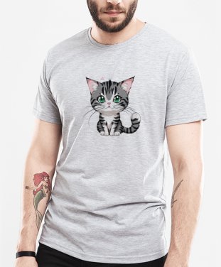 Чоловіча футболка Смугасте кошеня з сердечками.
