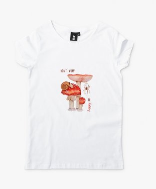 Жіноча футболка Гриби мухомори, равлик і павук / Mushrooms Amanita, Snail, and Spider