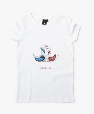 Жіноча футболка Акварельна чарівна пара гусей / Watercolor Charming Pair of Geese