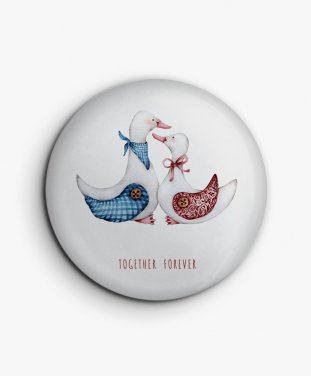 Значок Акварельна чарівна пара гусей / Watercolor Charming Pair of Geese