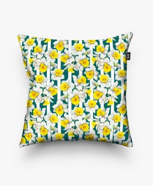 Подушка квадратна Daffodils flowers pattern