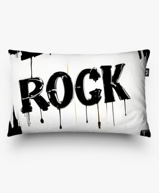 Подушка прямокутна Напис "ROCK" з білим та чорним фоном