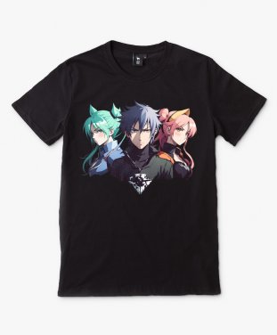 Чоловіча футболка Хлопець і дві дівчини в стилі аніме.