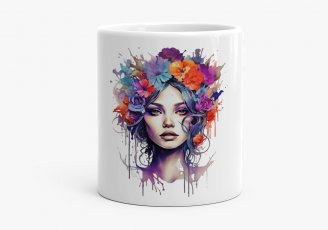 Чашка Молода жінка з квітами у волоссі 