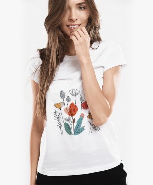 Жіноча футболка Квіти монолайн 