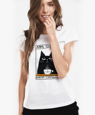 Жіноча футболка Чорний кіт - кава